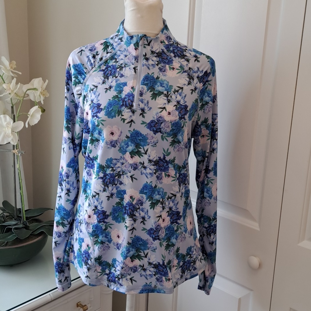 G/FORE Womens Athletic/Golf/Tennis Floral Print Stretch Quarter Zip‎ Pullover M